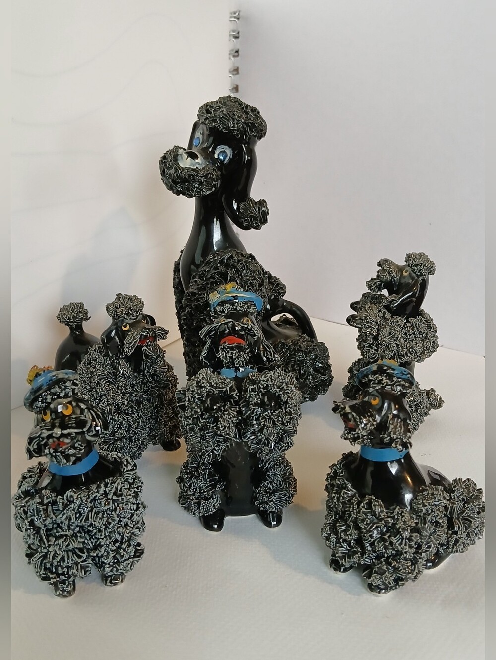 Six Black Vintage 50's Spaghetti Poodles